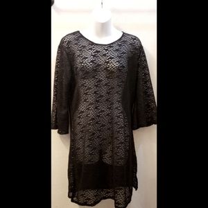 Sheer Lace Swimwear Long Coverup